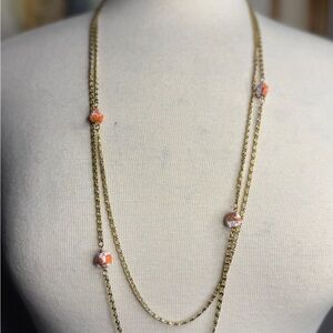 Vintage Gold and Orange Beaded Necklace